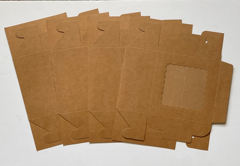 Kraft Paper Gift Box with Clear Window, Square, Flat-Pack, Set image 2