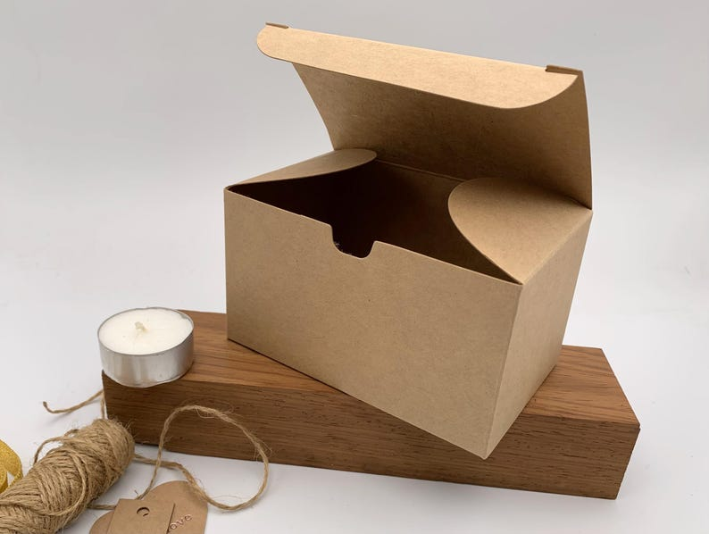 Kraft Paper Gift Box with Flip Lid, Brown, Small Square image 1