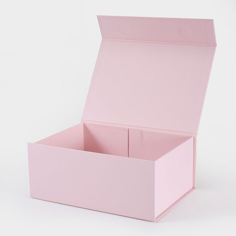 Pink Magnetic Closure Gift Box with Lid, Rigid Cardboard, Large image 1