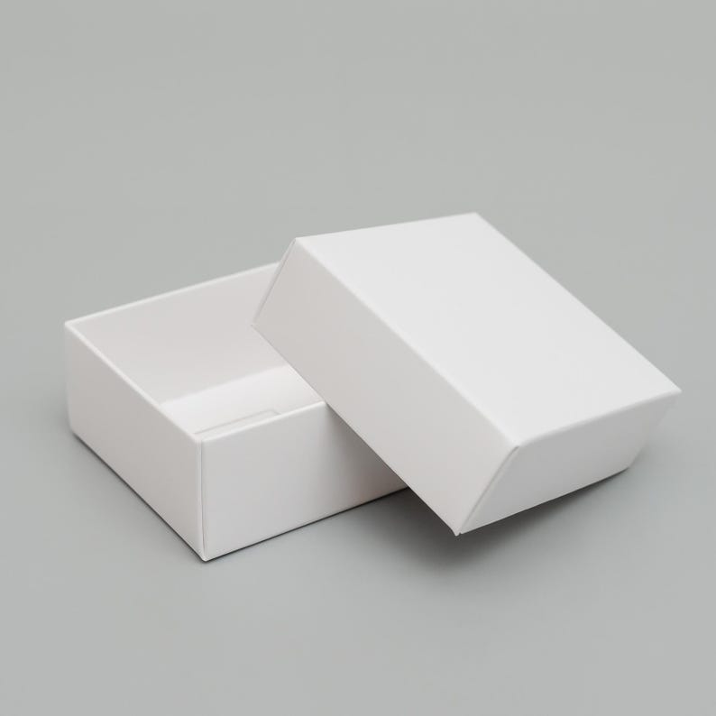 Small White Rigid Cardboard Gift Box with Removable Lid image 1