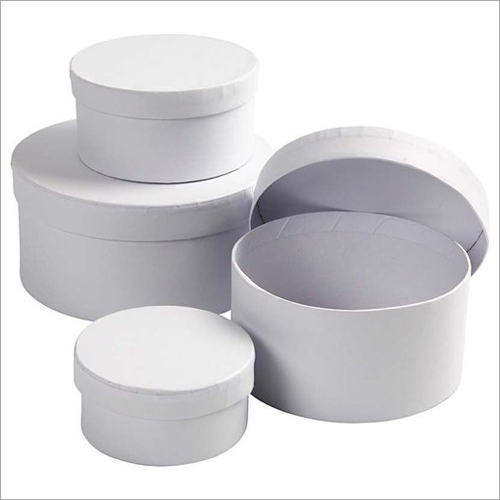 White Round Paper Box Set of 4 Nested Sizes with Lids image 1